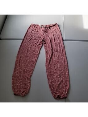 Eberjey Pajama Pants Womens Small Pink Dot Modal Jersey Drawstring Cuffed